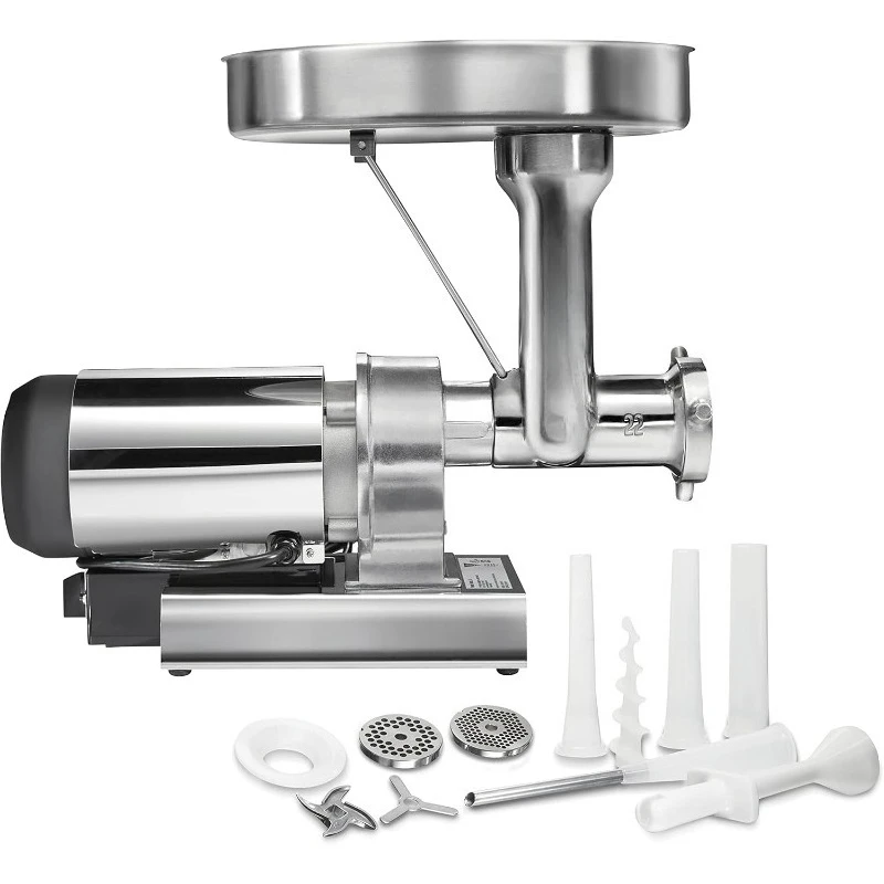 MARCAS Picadora de carne eléctrica y embutidor de salchichas serie Butcher, grado comercial 1, 750 vatios, 14 libras por minuto, mancha
