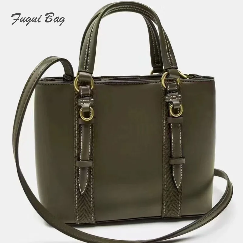 

New Solid Color High-quality PU Casual Handbag Single Shoulder Crossbody Bag High-end Commuting Bucket Bag Women's Handbag