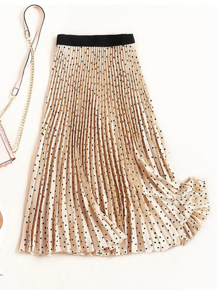 Gonne a pieghe Donna Primavera Autunno Gonna a vita alta Stampa Gonne longuette Gonna di velluto da donna Maxi gonne lunghe Femme Faldas Mujer