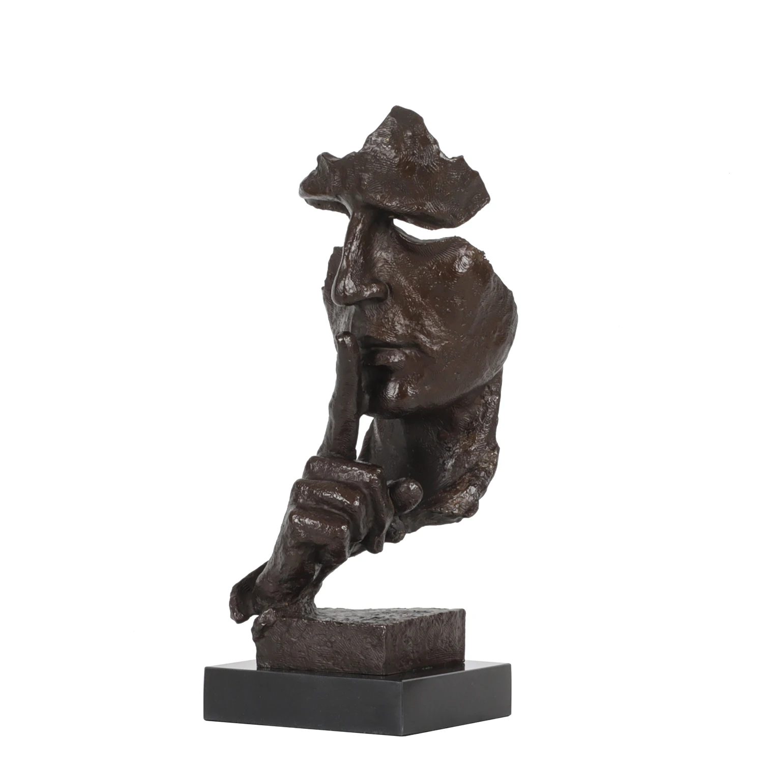 Bronze Keep Silence Statue Figurine Creative Abstract Thinker Sculpture Gorgeous Home Office Decoration Gift