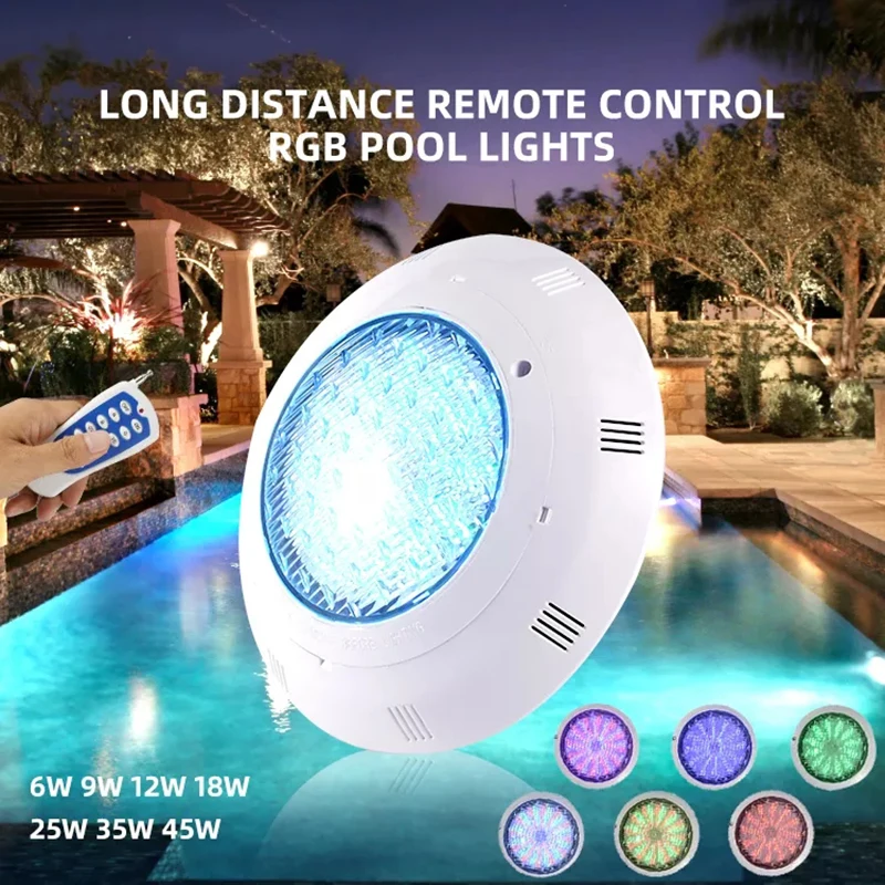 Imagem -05 - Impermeável Ip68 Underwater Rgb Lights 12v 12w 18w 35w 45w Montado na Parede Mudança de Cor Controle Remoto Abs Rgb