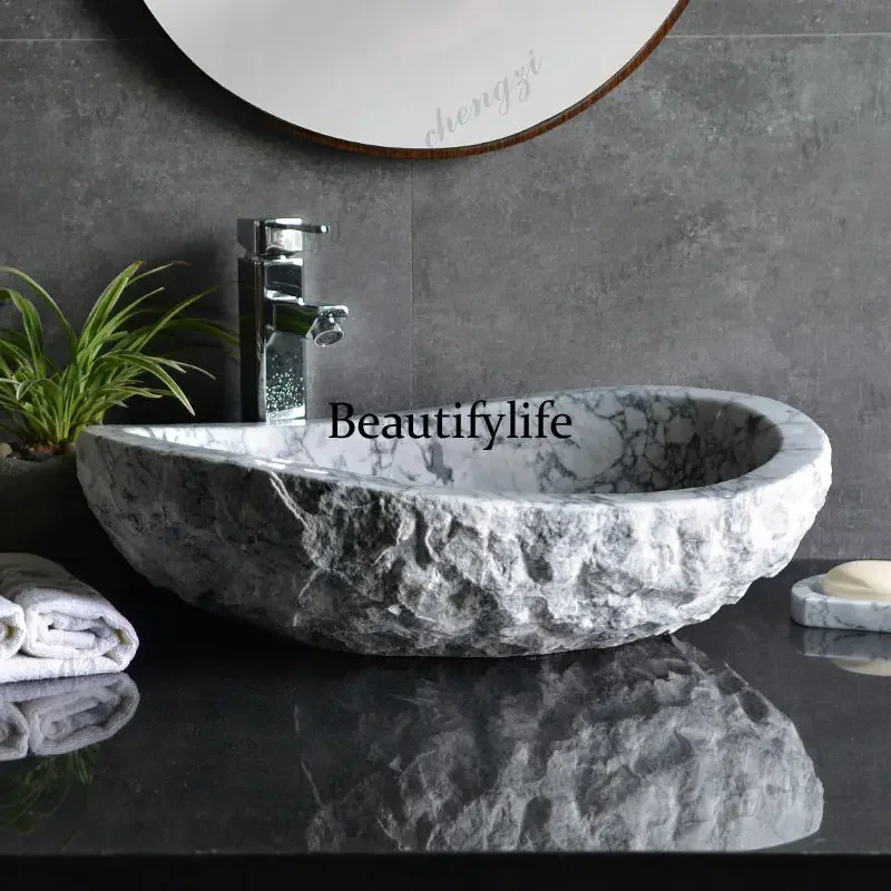 h178Stone wash basin, bathroom, art stage basin, household balcony, retro modern basin