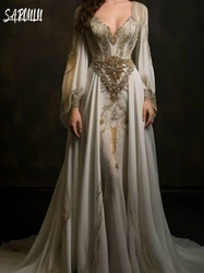 Robe de mariée A-Line en mousseline de soie, robes de patients, longueur au sol, appliques de perles, robe royale, vintage, grande taille