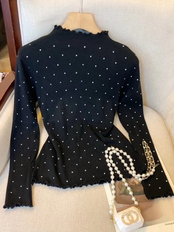 

Женский вязаный длинный свек с высоким воротником, свободный крой, базовый топ, осень-зима, новый утягивающий универсальный топ Agel