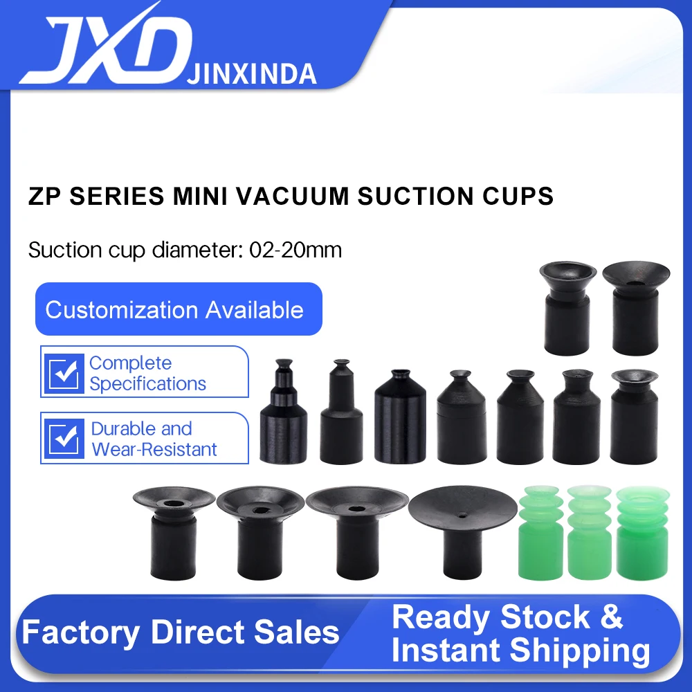 JXD Small Mini Penumatic Vacuum Suction Cup ZP-02/04/06/08/10/15/20 Silicone/NBR/FKM Anti-Static ESD Sucker for SMT IC Component