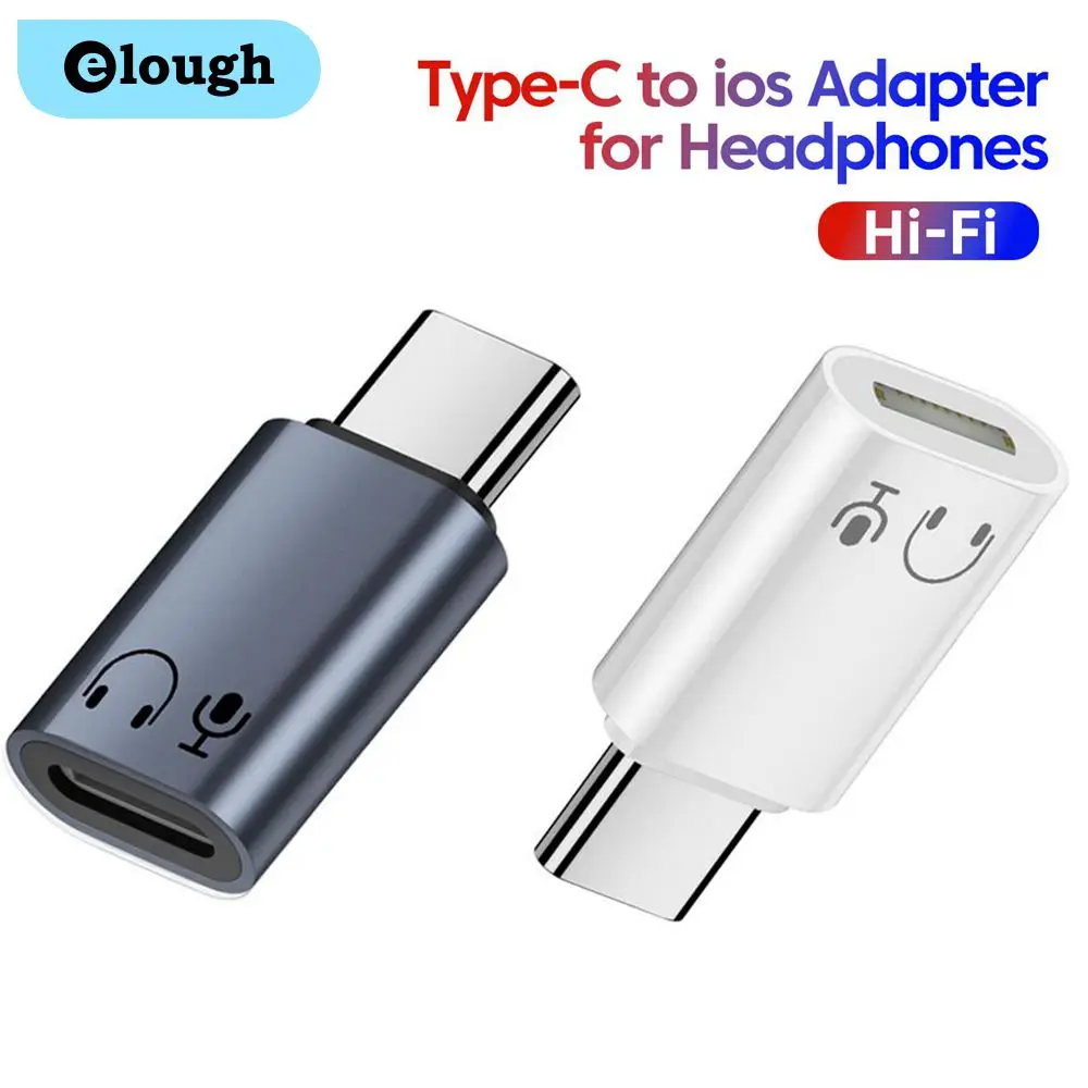 Elough Type-c إلى Lightning محول الصوت لسماعة الرأس آيفون 15 16 برو ماكس سامسونج USB-C محول سماعة أذن لأجهزة الكمبيوتر المحمولة آي باد