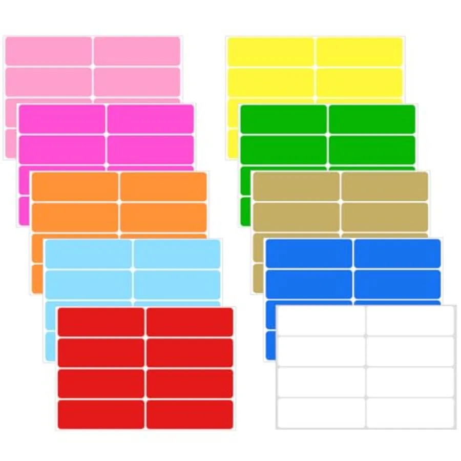 

480 Pcs Removable Colored Label Stickers 3 x 1 Inch Blank Rectangle Self Adhesive for Office Inventory File Folders Containers