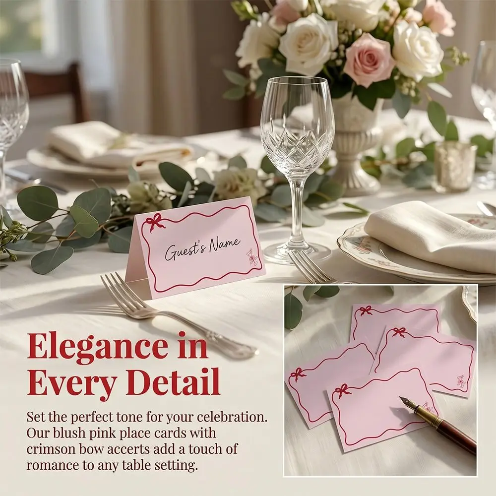 

Pink Butterfly Design Wedding Place Cards Elegant Wedding Elegant Design Table Seat Cards Page Style Foldable Wedding Seat Cards