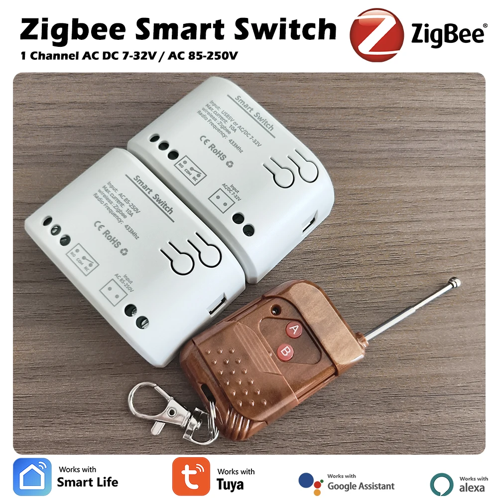 

Обновление умного дома Надежный модуль переключателя Zigbee 1-канальное реле работает с приложением Tuya Alexa Беспроводное управление освещением, вентиляторами, двигателем