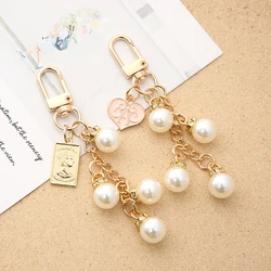 Fashion Faux Pearl Tassel Key Chain Heart Letter Pendant For Women Bag Ornament Exquisite Headphone Case Charm Jewelry Gift