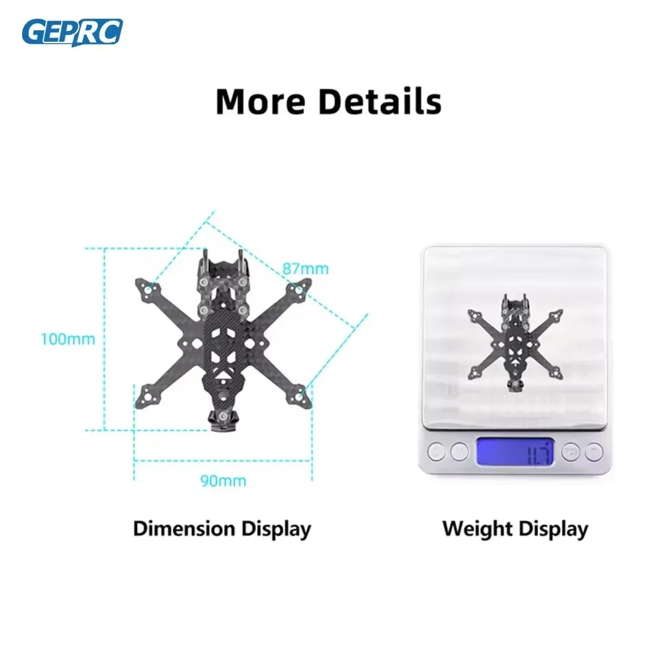 GEPRC GEP-TC18 프레임 키트, T-Cube18 드론에 적합, 탄소 섬유 프레임, DIY RC FPV 쿼드콥터 드론 액세서리 부품