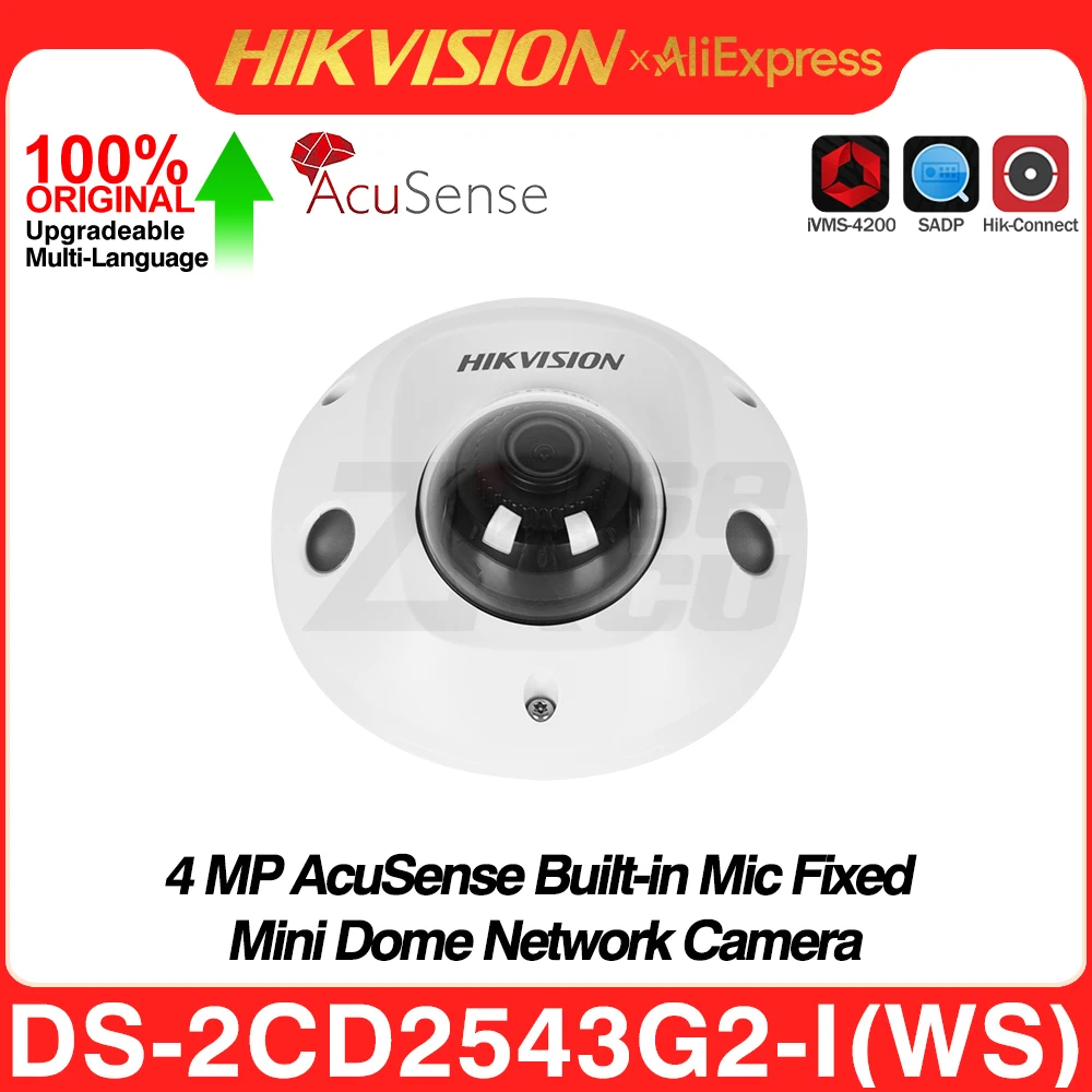 Hikvision originale DS-2CD2543G2-IS 4MP AcuSense Mini Dome IP Camera microfono integrato H.265 + 30M IR POE allarme i/o IK08 Video CCTV IPC