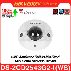 Hikvision originale DS-2CD2543G2-IS 4MP AcuSense Mini Dome IP Camera microfono integrato H.265 + 30M IR POE allarme i/o IK08 Video CCTV IPC