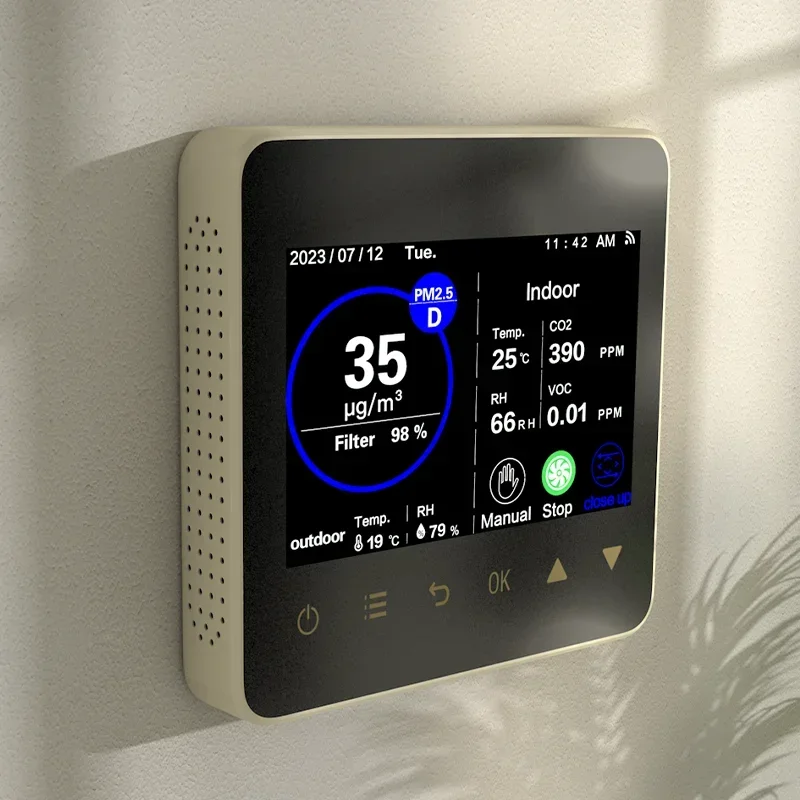 2025 Diskon Besar Pengendali Udara Segar Modbus WIFI Digital Layar LCD Pengendali WIFI Pintar Sistem HVAC Modbus RS485