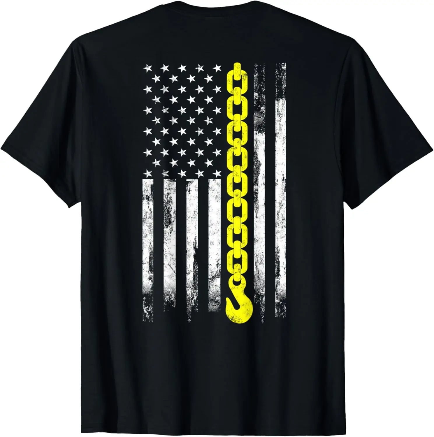 Tow Truck Driver Thin Yellow Line USA Flag Towing Dad T-Shirt 100% Cotton Trendy Y2K Short-Sleeve Tee-Soft, Quick-Drying,