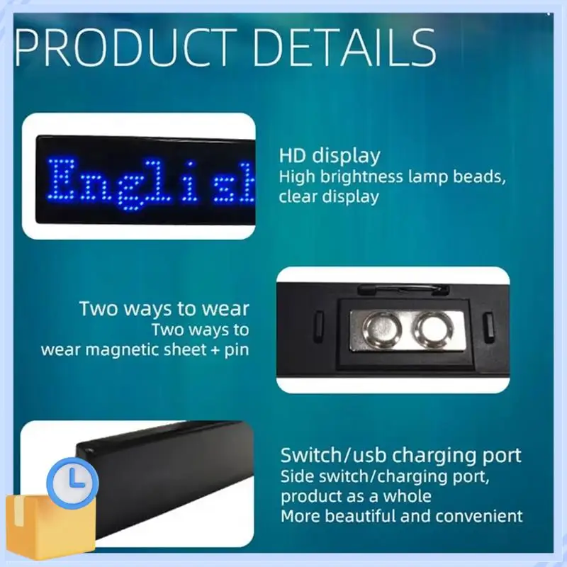 Popular Multilingual LED Digital Badge USB Rechargeable DIY Programmable Text Name Badge Scrolling Tag Sign Module Display