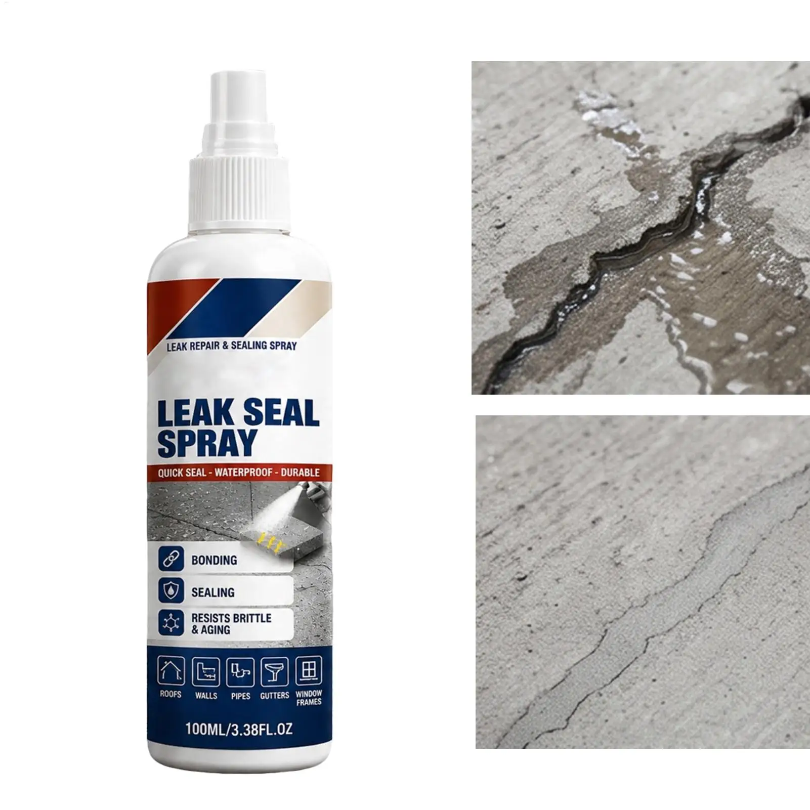 100ml Waterproof Leak Repair Spray, Clear Long Lasting Sealant for Wall Roof Gutter Pipe Tile, Portable Waterproof Coating Agent