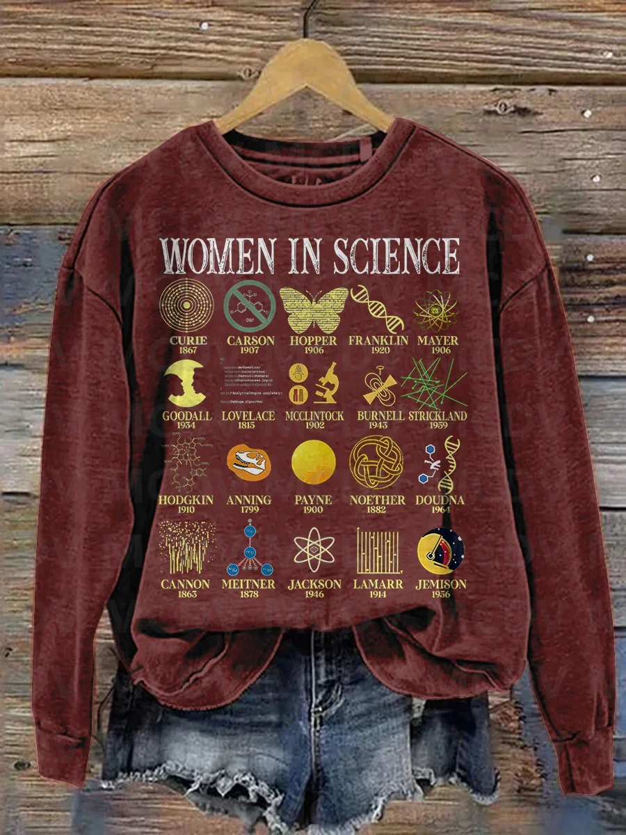 Women In Science Casual Print Sweatshirt 3D Printed Women Pullover