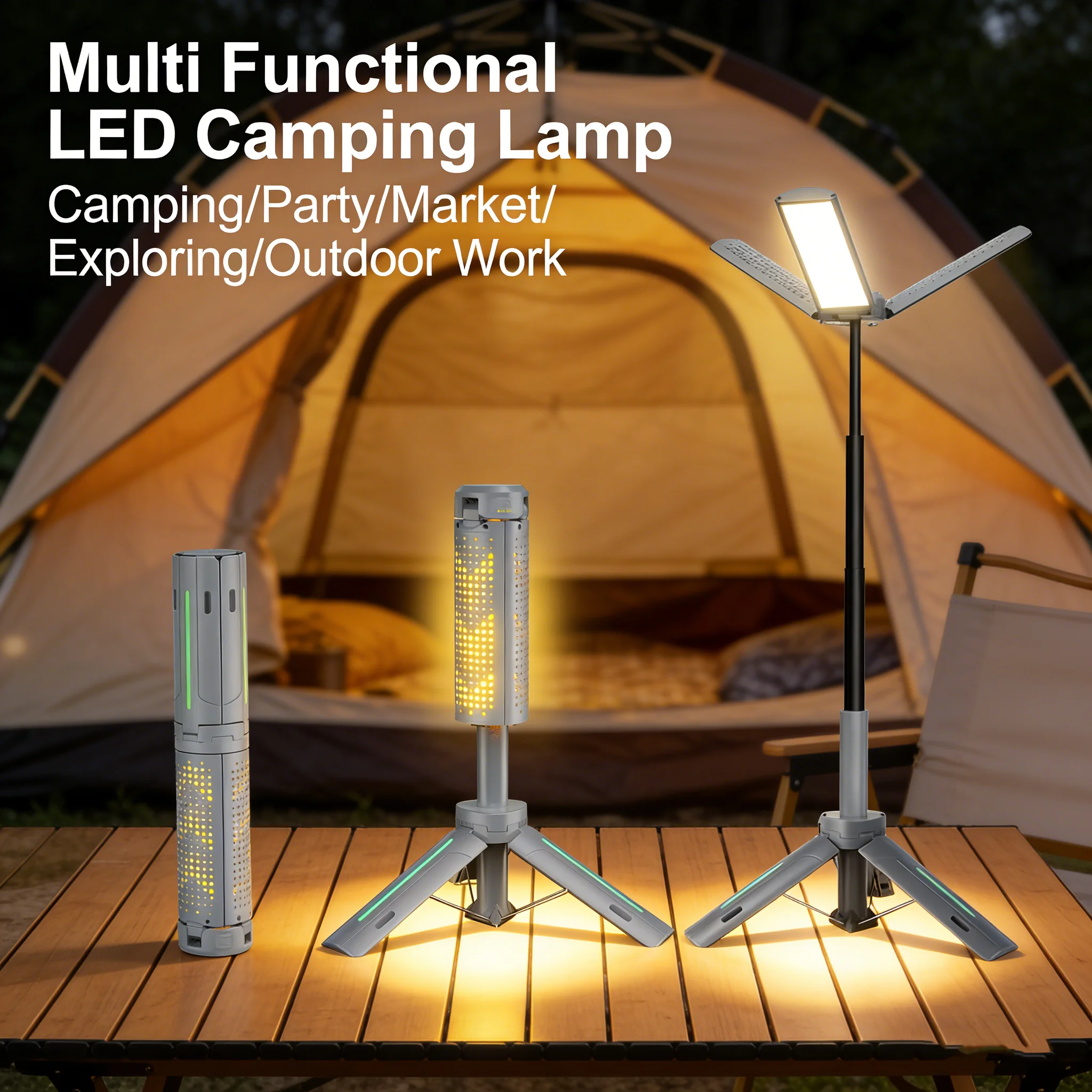 Telescopic Camping Light Rechargeable Outdoor Lantern Dimming Atmosphere Light Emergency Light For Power Failure 3000/8000mAh