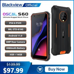 Blackview-teléfono inteligente Oscal S60, móvil resistente al agua IP68, Android 11, 3GB de RAM, 4980mAH, MTK, 5,7 pulgadas, 4G