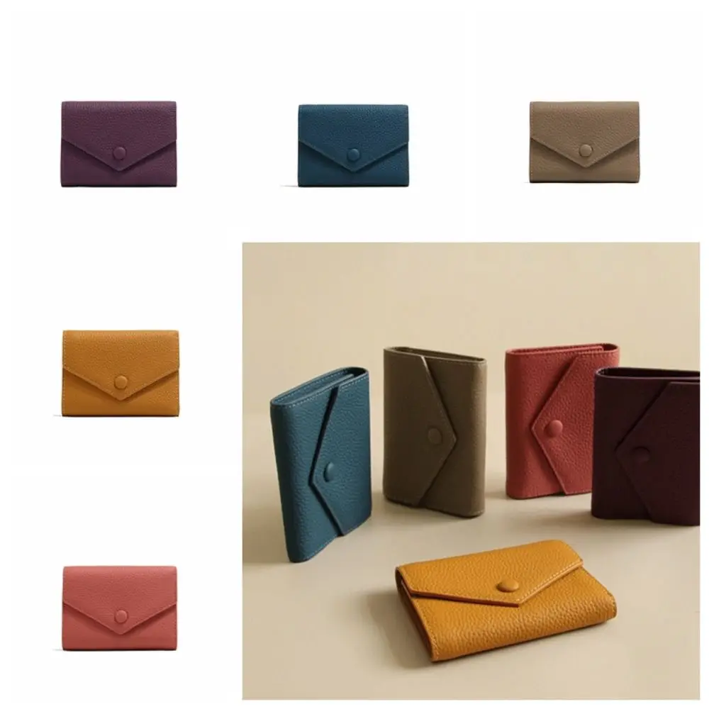 

Card Bag Lichee Pattern Wallets Portable Korean Style Short Clutch Bag Multifunctional PU Leather Envelope Change Bag Female