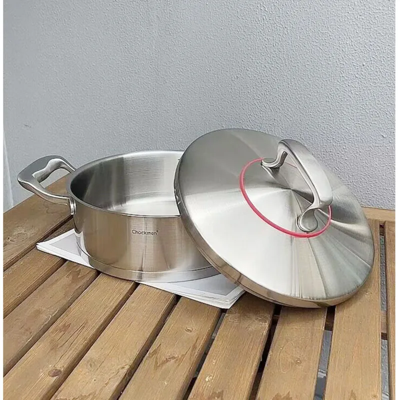 24CM Large Capacity Soup Pot Stainless Steel Steaming Pot Multifunctional Chafing Dish 5 Layer Composite Bottom Kitchen Utensils