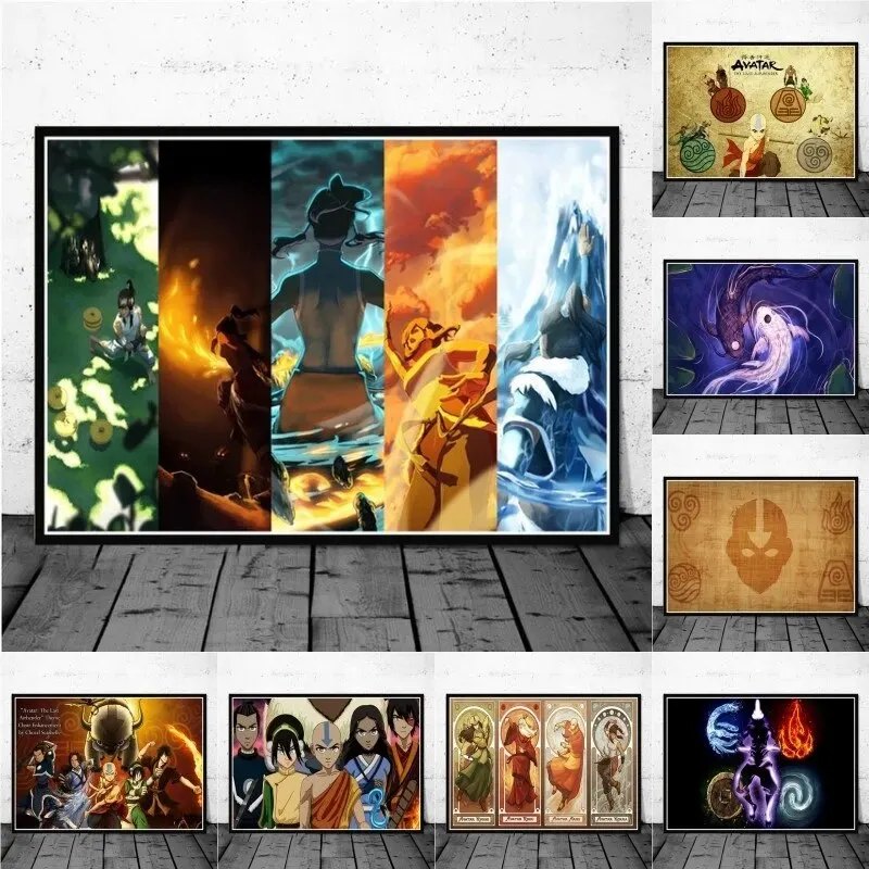 Avatar The Last Airbender Aang Fight Anime Art Canvas Poster  Wall Decor Painting for Home Living Room Bedroom Office  HighQuali