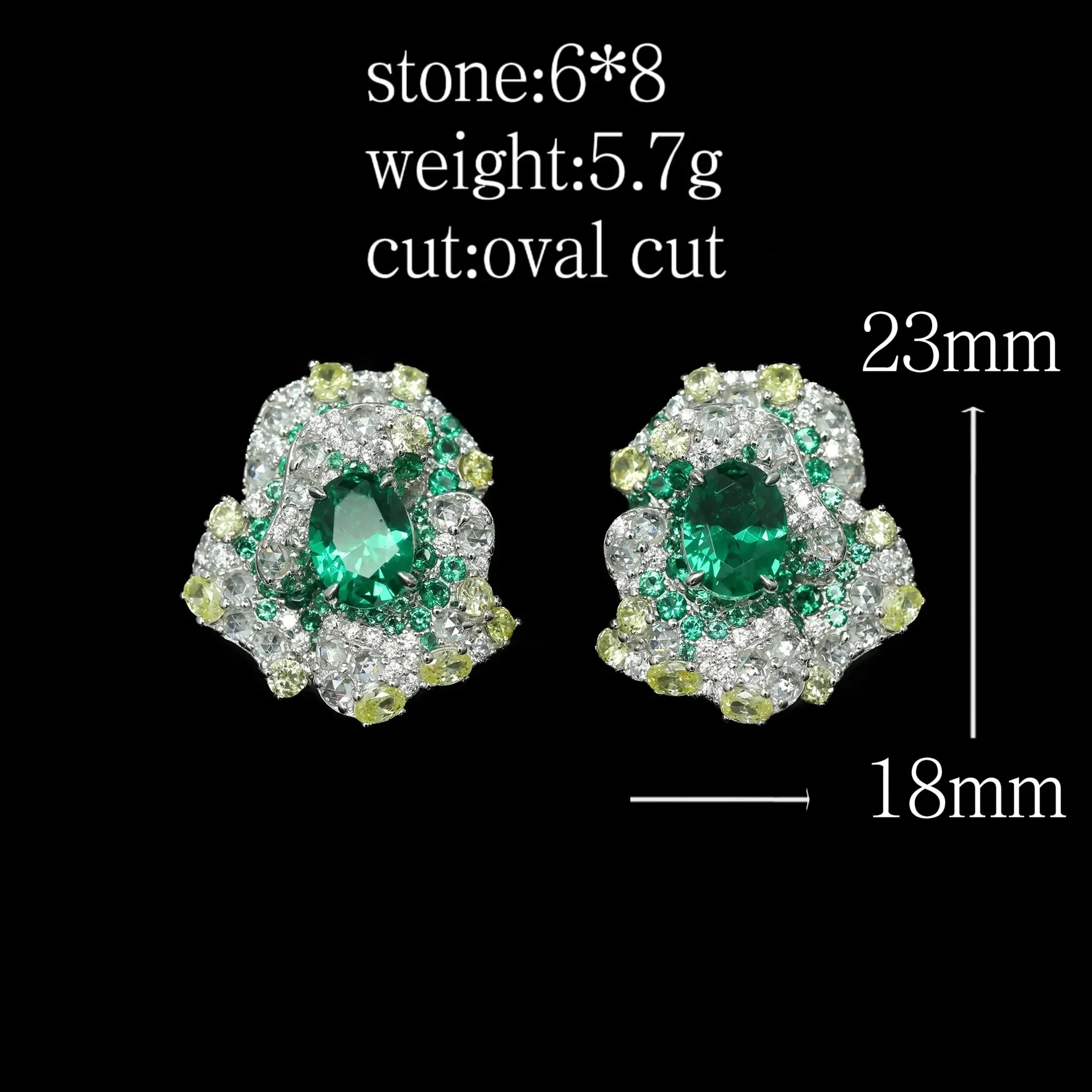 Cmajor 925 Sterling Silver Jewelry Emerald Lab Stone Green Rose Flower Stud Earrings Gift for Women