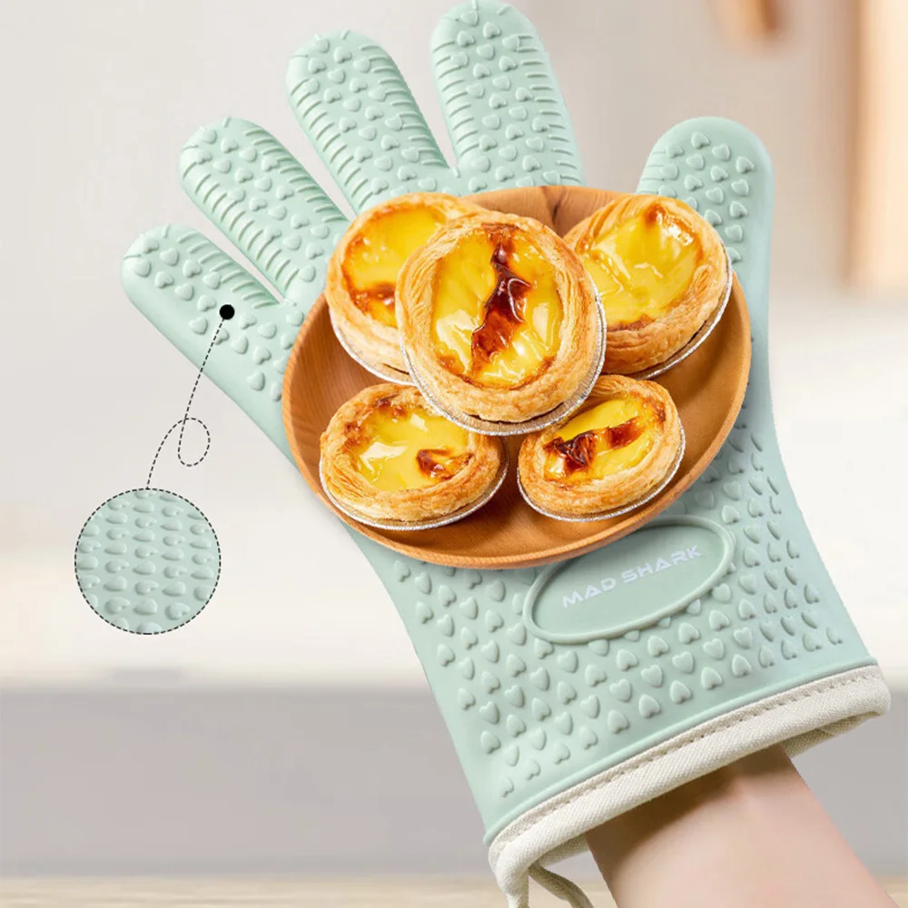 مكافحة تحرق سميكة قفازات السيليكون مقاومة للحرارة فرن الميكروويف قفازات الخبز قفازات شواء المضادة للانزلاق العزل الحراري قفازات
