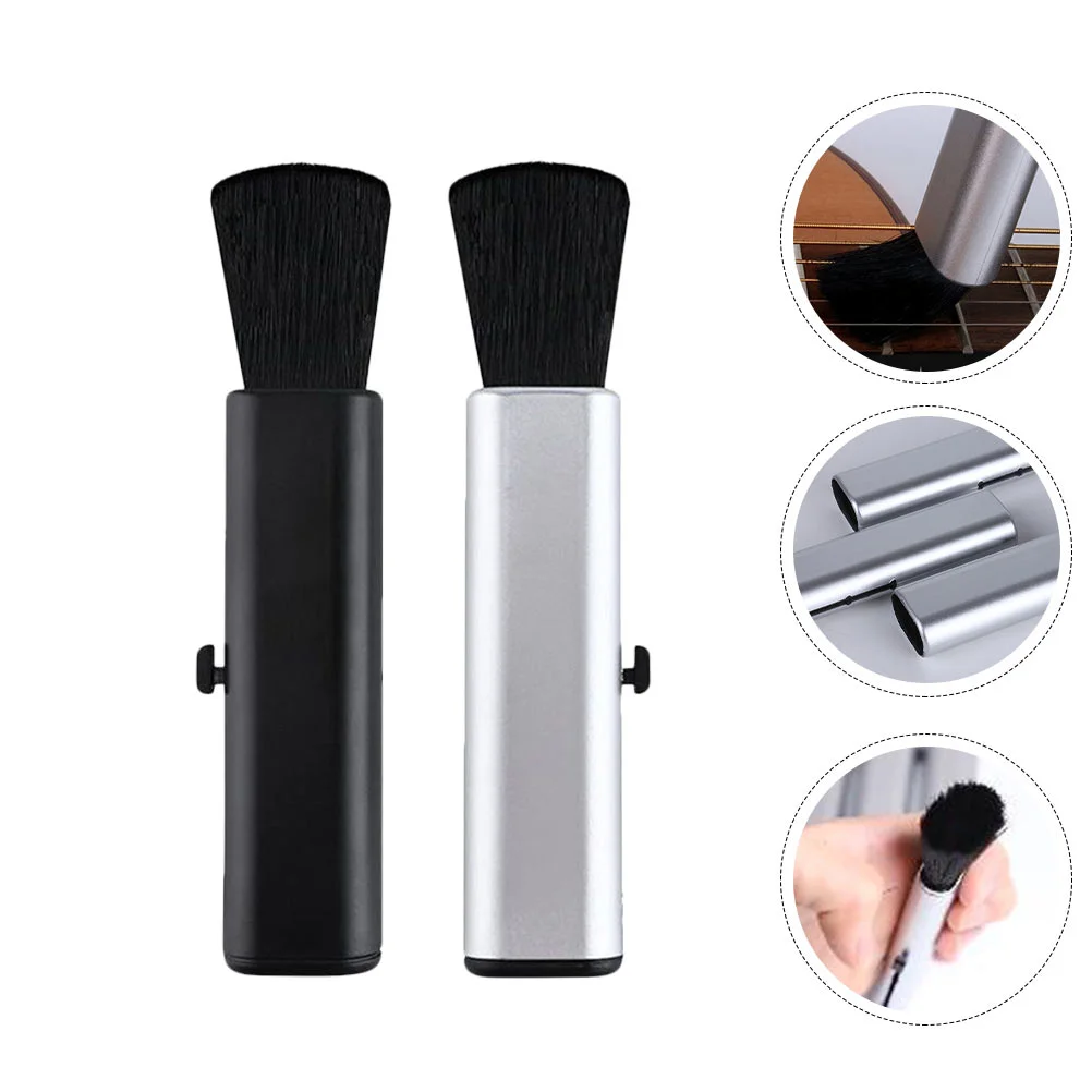 2 Pcs Retractable Cleaning Brush Ukulele Coffee Grinder Guitar Dust Brushes Wool Portable