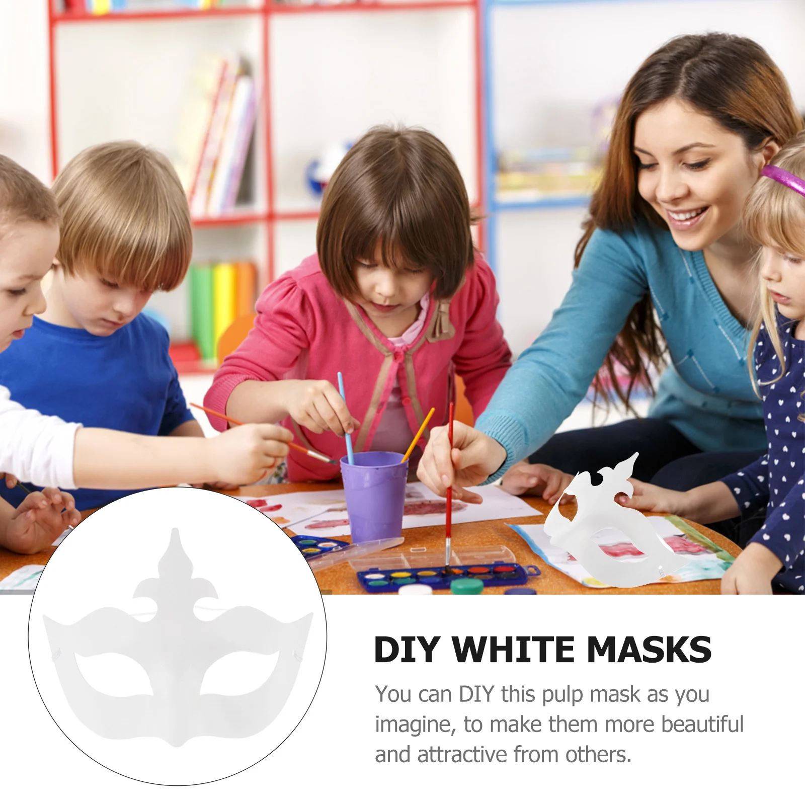 6 pièces bricolage couronne masque mascarade papier blanc Cosplay masques pulpe artisanat blancs homme