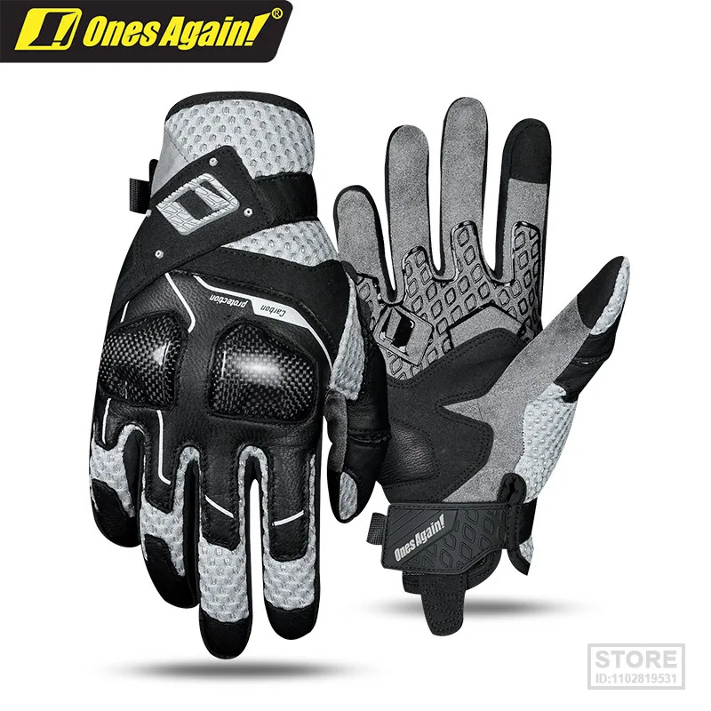 

Ones Again Motorcycle Gloves Carbon Fiber Rider Fall Resistant Leather Breathable Summer