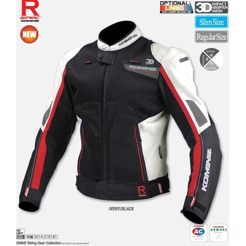 Komine Jk092 Motorcycle Mesh Jacket Rider Riding Clothing Nylon Cross-Country Racing Clothing Styles Breathable Comfortable