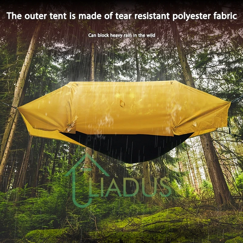

Outdoor Hiking Camping Waterproof Mosquito Proof Outdoor Hammock 2.7mX1.4m Waterproof Coefficient 1000 70D Nylon Cloth 210T Mesh
