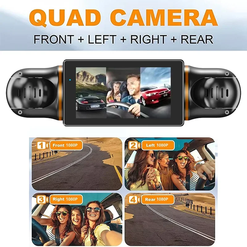 Best M99 360 Degrees 4 Camera 1080P Car DVR WiFi GPS Night Vision 3-Inch Dual Lens DashCam 4 Channel Car Camcorder 4 Way Car Das