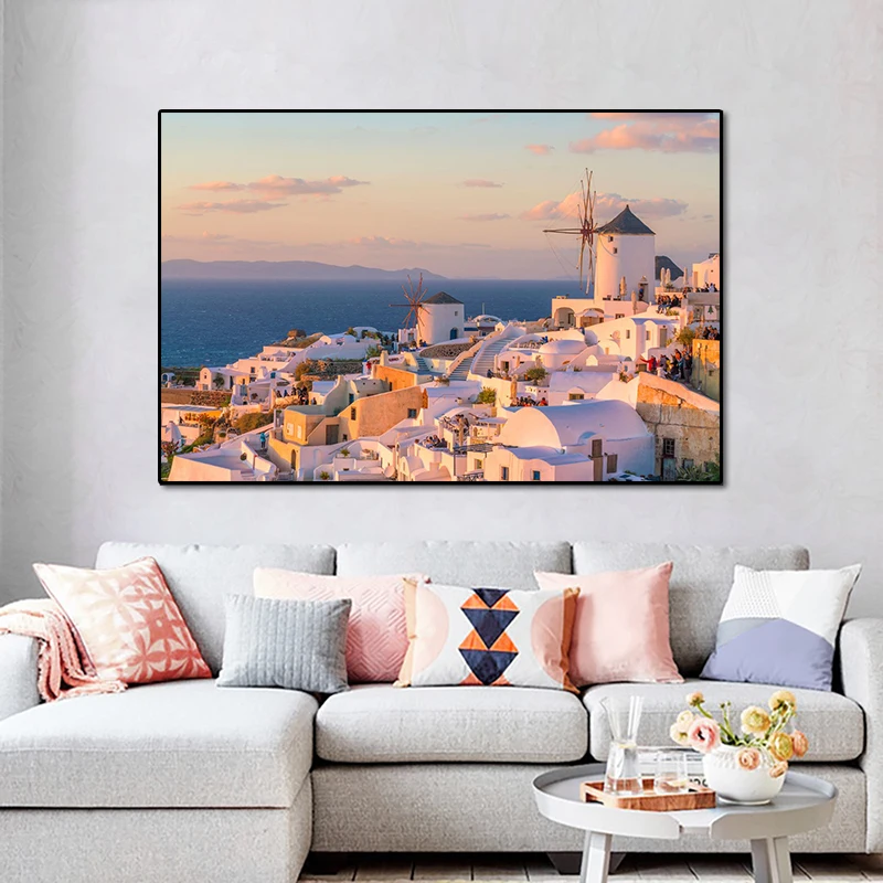 Modern Greece Santorini 04 Poster Painting Posters and Prints Canvas Wall Art Pictures for Home Living Room Cuadros