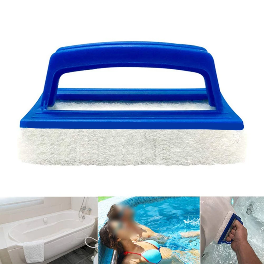 2 Piece Pool Cleaning Set with 57.08 Inch Reach Brush and Textured Sponge Pad for Spa Bathtub Fish Tank Applications