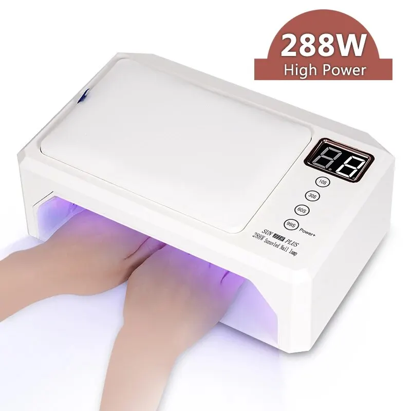 New 288W Nail Lamp With Hand Pillow LED UV Nail Drying Hand Rest Pillow Holder High-power Quick-drying Nail Polish Baking Lamp