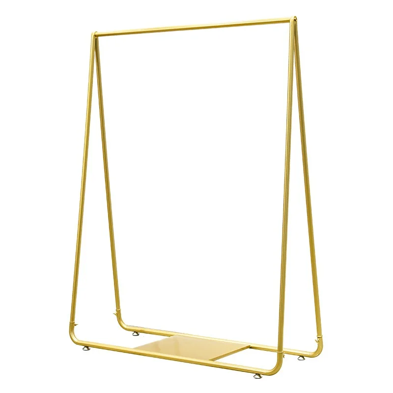 

Golden clothing store display rack, simple floor-to-ceiling hanger, women's clothing store display rack, shelf withoutpeeling