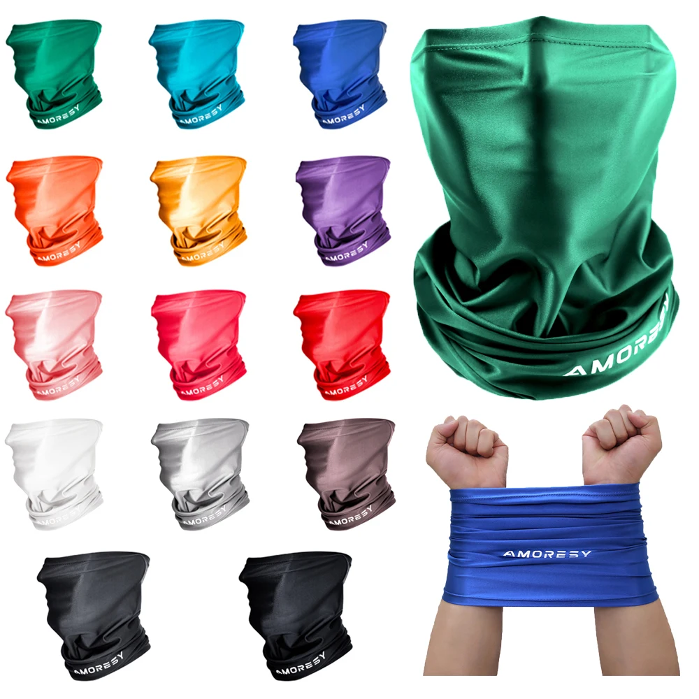 AMORESY Unisex Ice Silk Glossy Sunscreen Full Face Masks Bib Cover Headscarf Motorcycle Fishing Cycling Spandex Outdoor Scarves