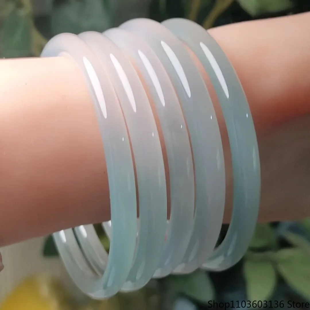Natural Myanmar Jadeite Jingle Fine Jade Bangle Bracelets Women Fine Jewelry Accessories Genuine Burma Jades Stone Round Bangles