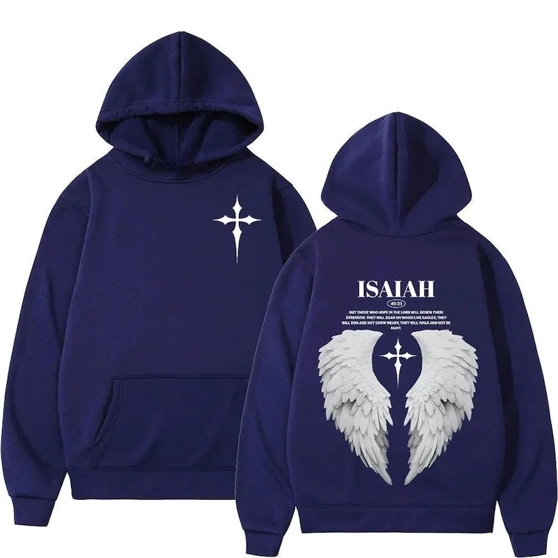 Aesthetic Christian Jesus Wing Bible Verse Hoodies Harajuku Oversized Sweatshirt Gift Faith Hoodie Long Sleeve Matching Hoodies