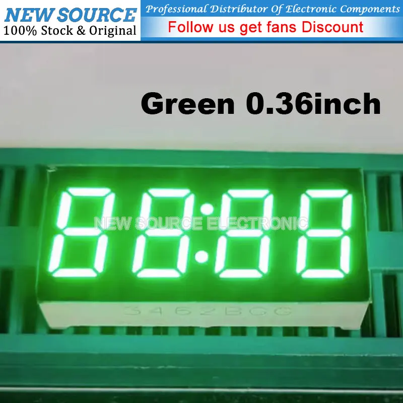5pcs LED 7-Segment Display Tube 0.36 Inch 4-bit Clock Nixie 3462 Cathode Anode Red Blue White Emerald Green Yellow