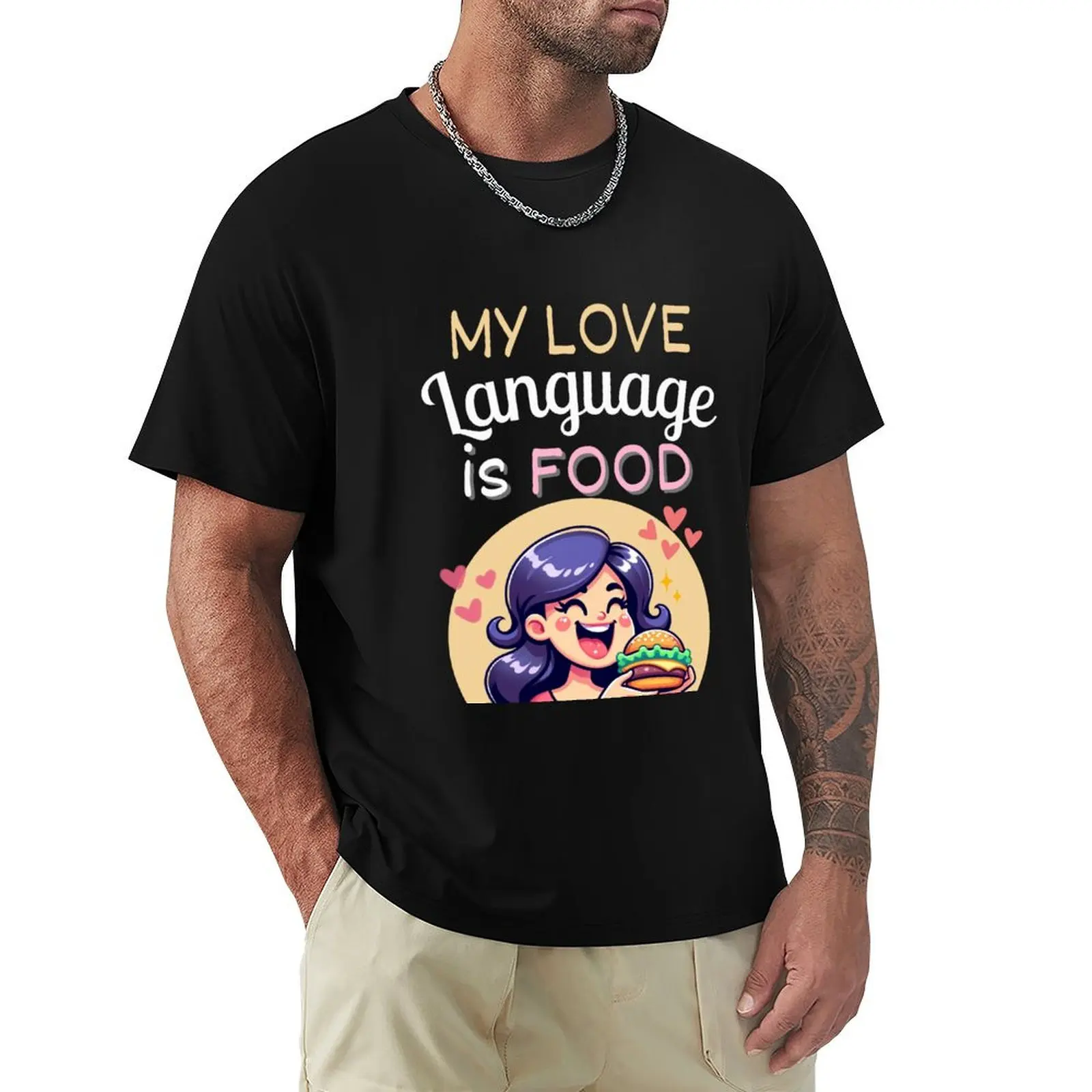 My Love Language Is Food T-Shirt Plus Size Simple Casual Top