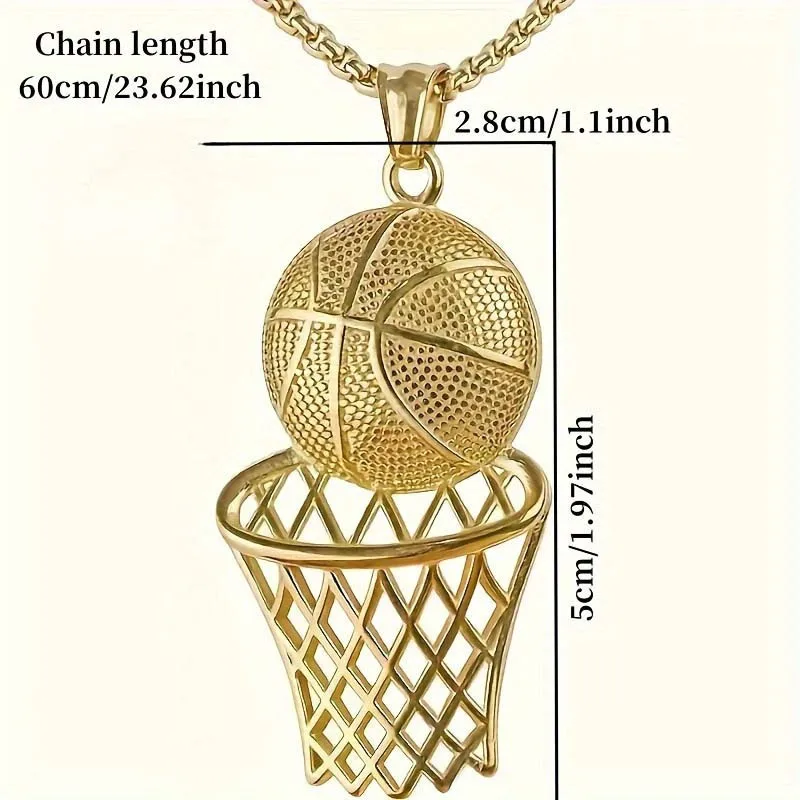 قطعة واحدة من قلادة كرة السلة للرجال، قلادة سلسلة كرة السلة، قلادة قلادة كرة السلة ثلاثية الأبعاد، قلادة من الفولاذ المقاوم للصدأ #6