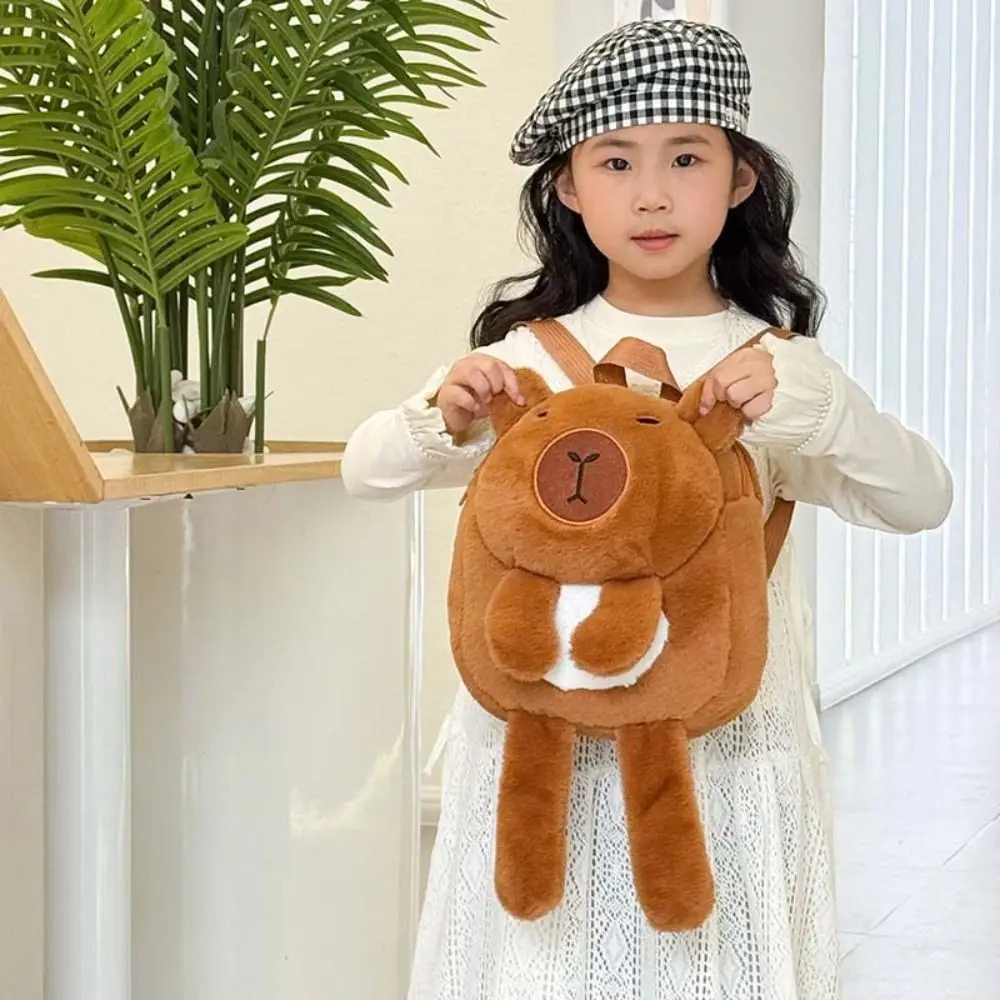 Mode Kawaii Cartoon Capybara Rucksack Große Kapazität Lange Bein Capybara Schule Tasche Leichte Pelz Student Schul