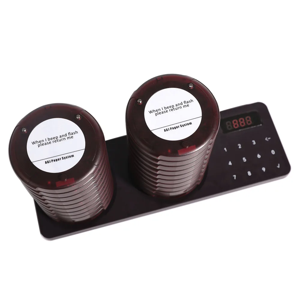 Wireless Restaurant Pager System Calling Coaster Buzzers Dual Charging Base For Cafe Church Clinic Food Court Food Truck