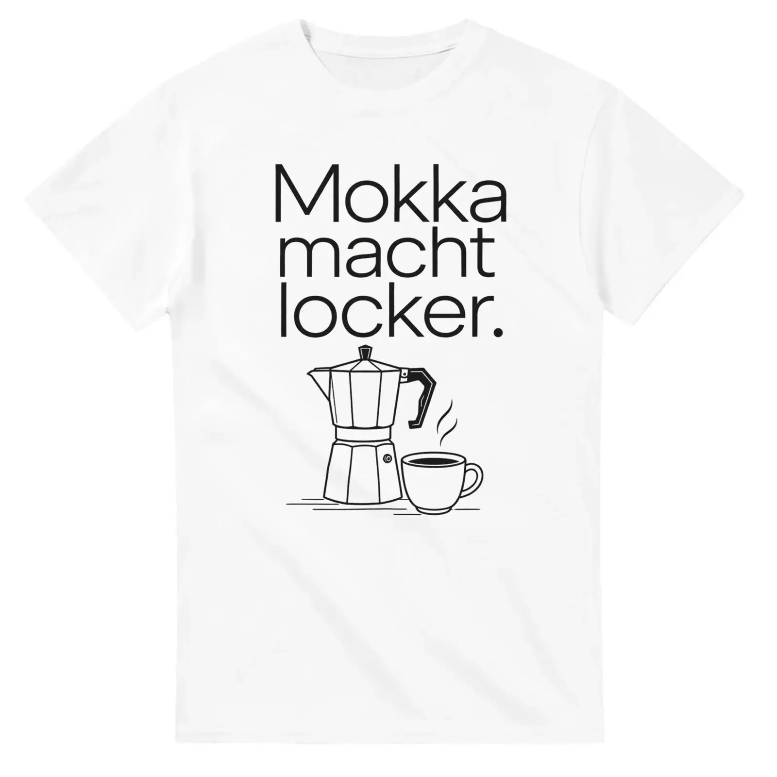 Mokka Macht Locker Funny Moka Pot Coffee Slogan T Shirt Casual Lover for Birthday Father's Day Mother's vintage Washed Soft