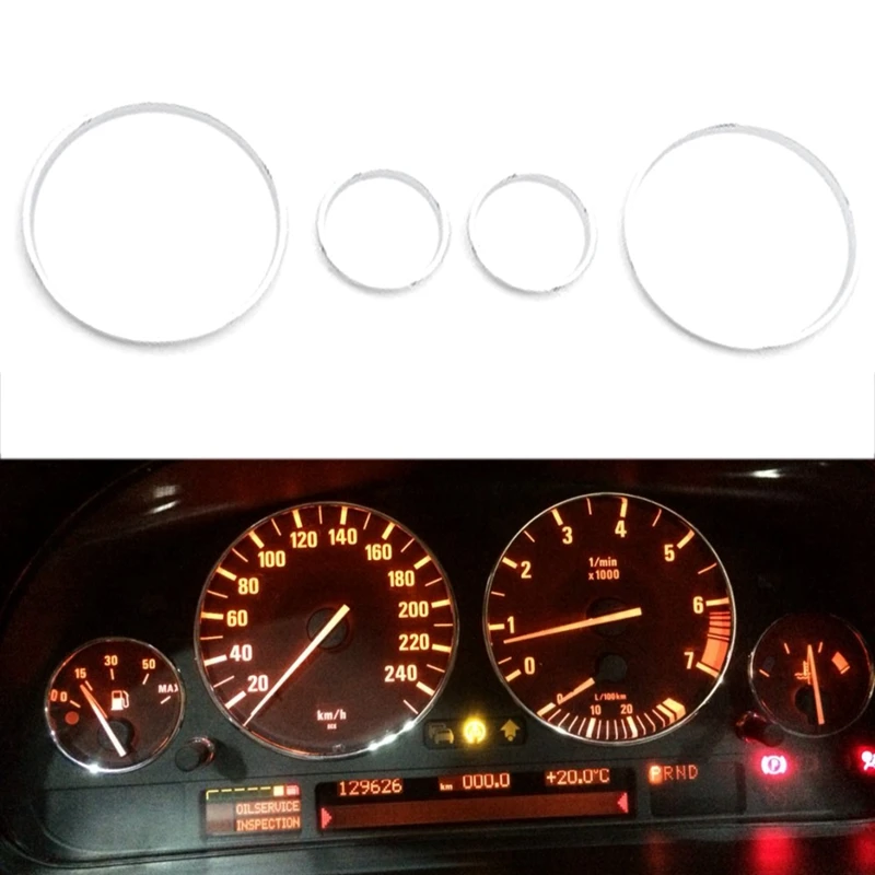 Car Speedometer Cover Bezel Trim Dashboard Gauge Ring Set For BMW E39 5 Series E38 7 Series E53 X5 Replacement Parts 4PCS