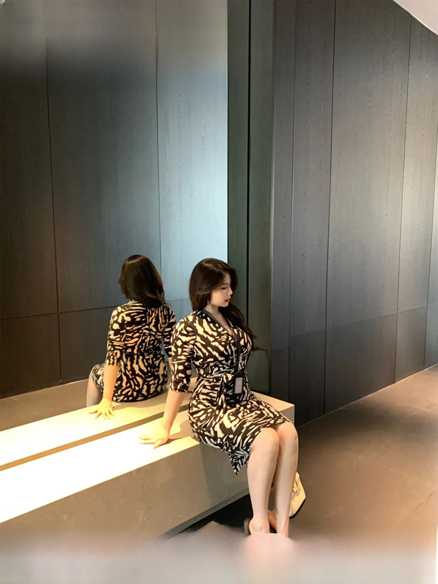 

Плюс размер с принтом зебры Dr V-Ne средней длины, корейская юбка трапециевидной формы с высокой талией для поездок на работу, длинная Dr